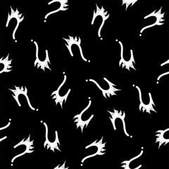 Vector illustration. Question mark seamless pattern. Seamless vector pattern with hand-drawn question marks. Monochrome hipster background. Hand drawn black punctuation marks.