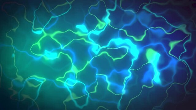 Dise&ntilde;o en video de fondo tipo background. Ondas similares al mar de color celeste, verde y azul el&eacute;ctrico.