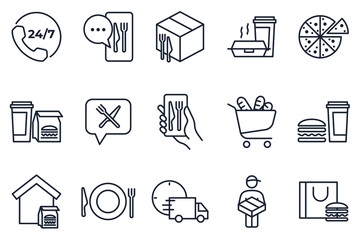set of Food Delivery elements symbol template for graphic and web design collection logo vector illustration