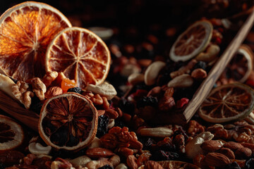 Fototapeta na wymiar Dried fruits and nuts.