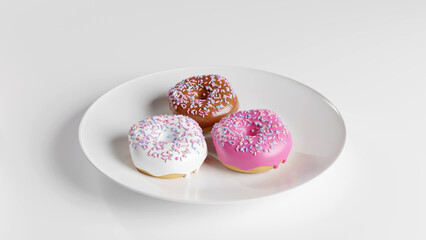 3d rendered cartoon donuts white background