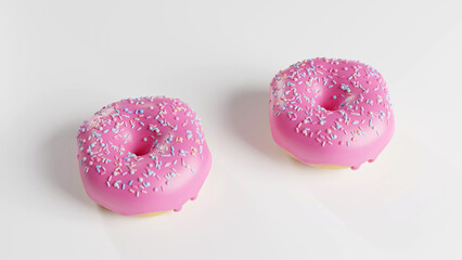 3d rendered cartoon donuts white background