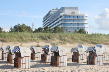 Strandkörbe am Strand von Swinemünde.