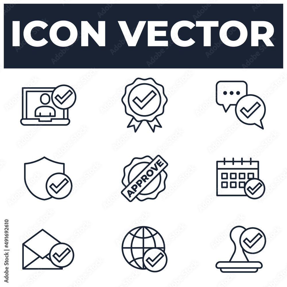 Poster set of approve elements symbol template for graphic and web design collection logo vector illustrati
