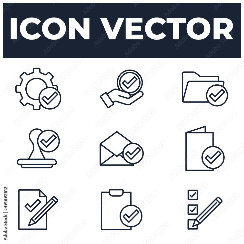 Poster set of approve elements symbol template for graphic and web design collection logo vector illustrati