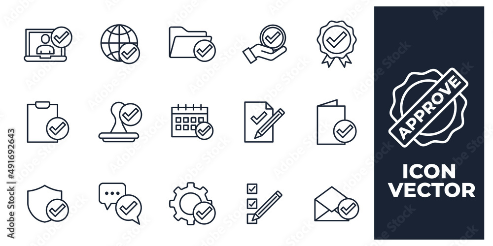 Poster set of approve elements symbol template for graphic and web design collection logo vector illustrati