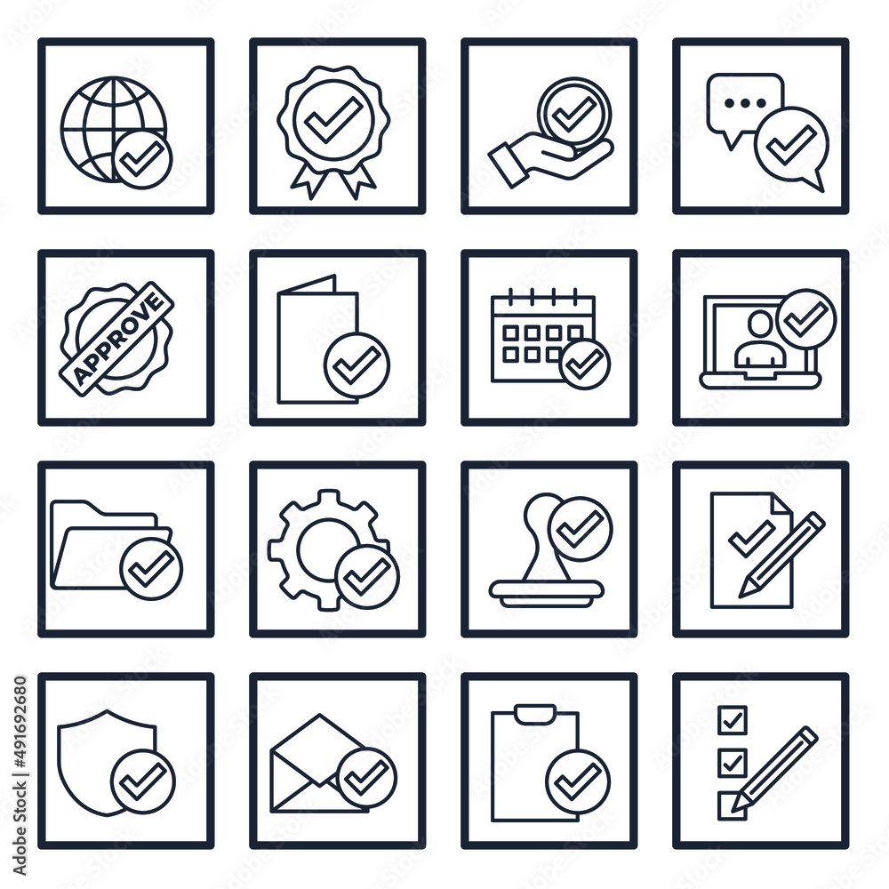 Poster set of approve elements symbol template for graphic and web design collection logo vector illustrati