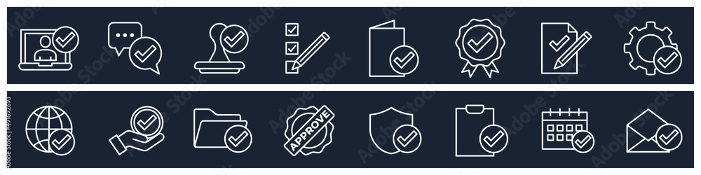 Poster set of approve elements symbol template for graphic and web design collection logo vector illustrati