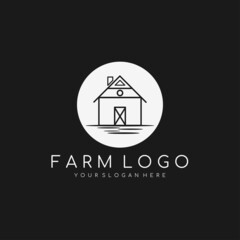 Minimalist farm logo template. Village house logo design. Vector illustration