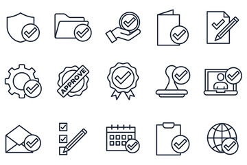 set of approve elements symbol template for graphic and web design collection logo vector illustration