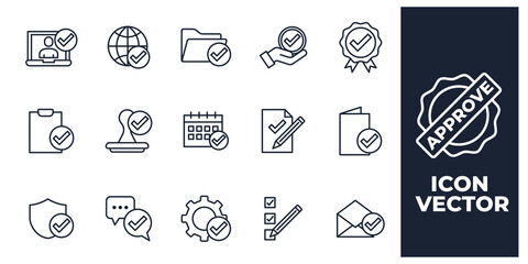 set of approve elements symbol template for graphic and web design collection logo vector illustration