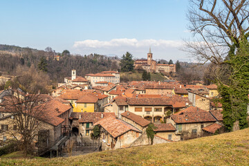 Aerial view of Castiglione Olona and its beautiful Collegiate church