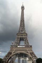 Fototapeta na wymiar Panoramic view of iconic Eiffel Tower in Paris, France