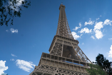 Panoramic view of iconic Eiffel Tower in Paris, France