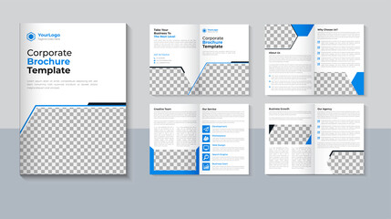 Business 8 page brochure design,  Company profile brochure template, Blue color