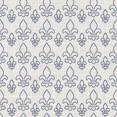 French fleur de lis royal lily seamless pattern. Farmhouse cottage background. Lilies lys flower flourish motif allover rustic damask. © Limolida Studio