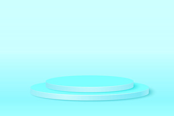 Blue podium. Light blue minimal scene. Abstract modern vector rendering 3d shape for product presentation.Vector