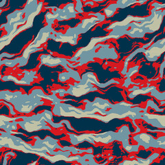 Obraz premium Classic marine blue red yellow seamless texture. Modern retro swim wear fashion allover print. Memphis style masculine grunge abstract background. High quality jpg swatch.
