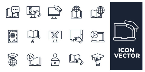 set of Online education elements symbol template for graphic and web design collection logo vector illustration