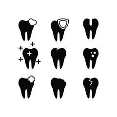 a set of dental vector illustrations for dental health icons or symbols. color can be changed