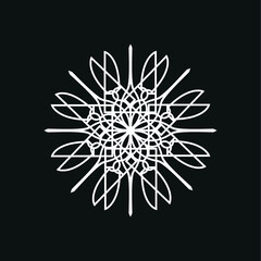 white snowflake on black background