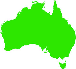 Green colored Australia outline map. Political australian map. Vector illustration map.