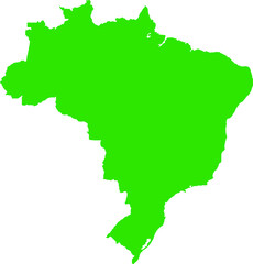 Obraz premium Green colored Brazil outline map. Political brazilian map. Vector illustration map.