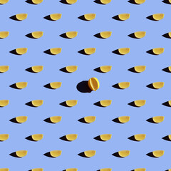 pattern of lemon slice on blue background