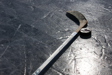 hockey stick on ice 