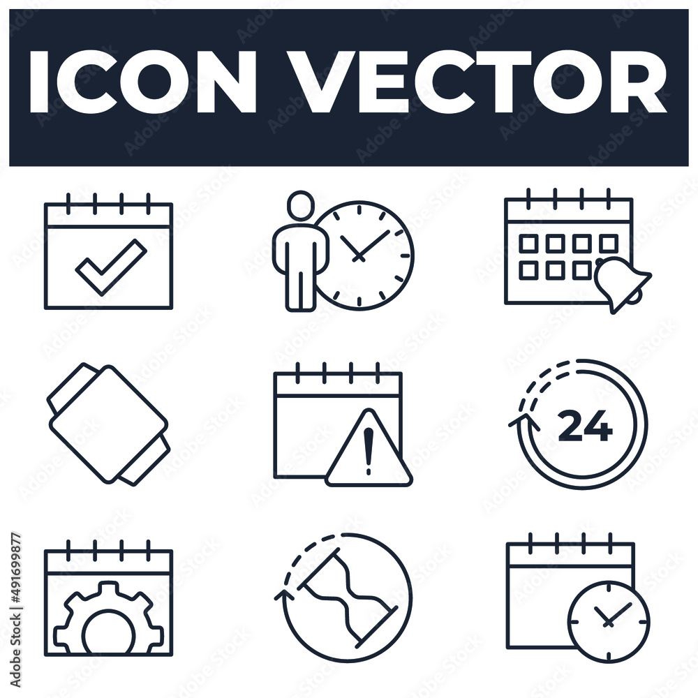 Aufkleber set of calendar and сlock elements symbol template for graphic and web design collection logo vector