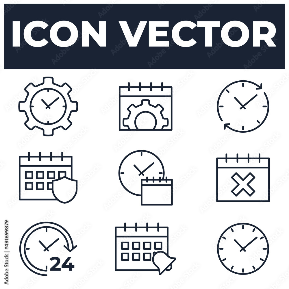 Aufkleber set of calendar and сlock elements symbol template for graphic and web design collection logo vector