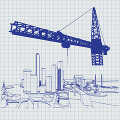 Construction building vector sketch