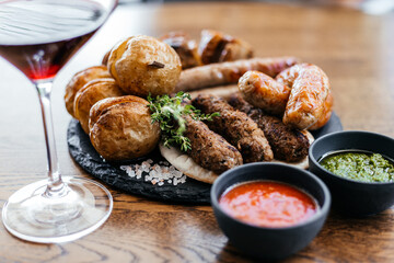 Plate with different types of meat