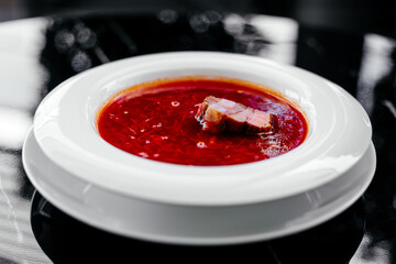 Traditional food red soup borshch