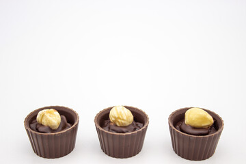 Few chocolates candy with filling