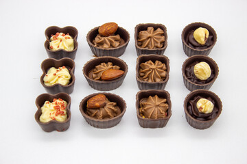 Few chocolates candy with filling
