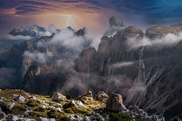 Gewittersturm an den Drei Zinnen, Dolomiten