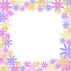 Flower square frame for wedding, invitations, titles in tender colors