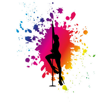 Stripper silhouette.Pole dancer silhouette.Sexy stripper girl silhouette.Striptease dancer silhouette