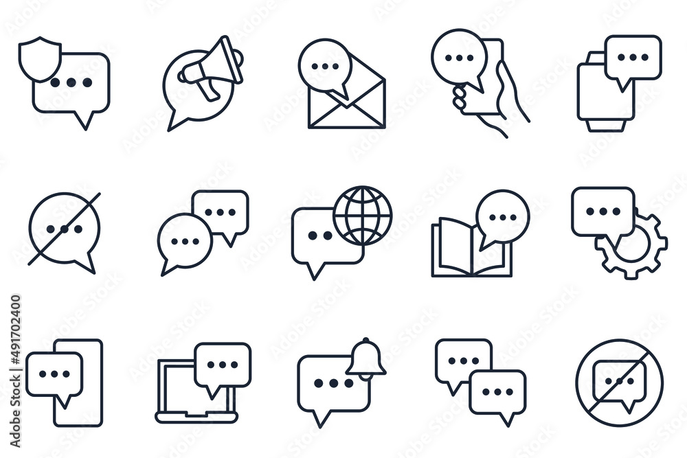 Poster set of chat and message elements symbol template for graphic and web design collection logo vector i