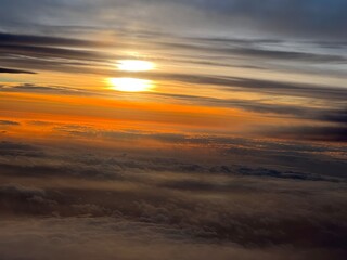 Sunrise plane sky view
