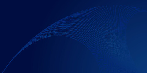 Dark blue abstract concept wave line point technology background
