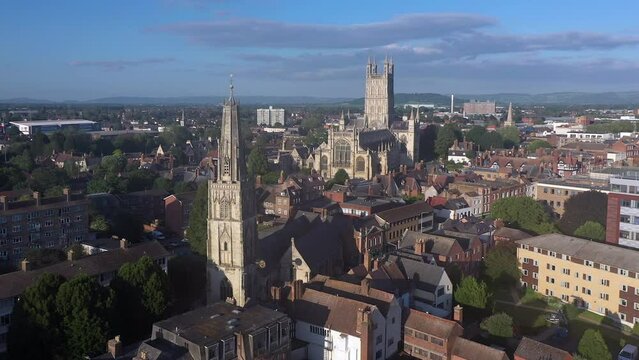 Aerial view of Gloucester Cathedral, Gloucester, Gloucestershire, England