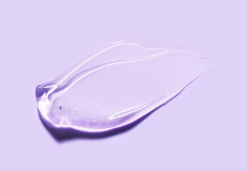 Fototapeta na wymiar Liquid gel purple transparent cosmetic smudge lavender texture retro style background