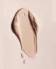 Make up smear foundation drops smudge texture beige isolated background