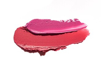 Lipstick abstract strokes smudges  background texture multi colored red ruby garnet brick isolated on white background