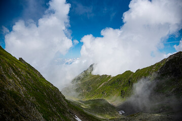 Landscape in Fagaras Mountains, Balea lake, Romania