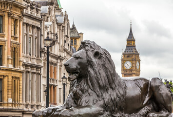 Fototapeta na wymiar Trafalgar Square and Big Ben in London