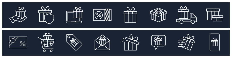 set of Gift elements symbol template for graphic and web design collection logo vector illustration