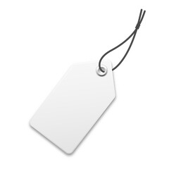 Realistic price tag. Special offer or shopping discount label. Retail paper sticker. Promotional sale badge. Vector illustration.